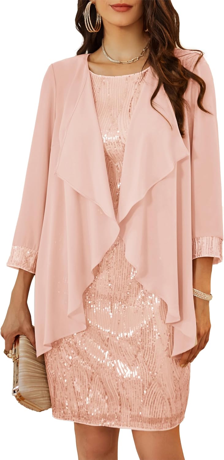Detalle de GRACE KARIN Pailletten Cami Kleid Set mit Bolero