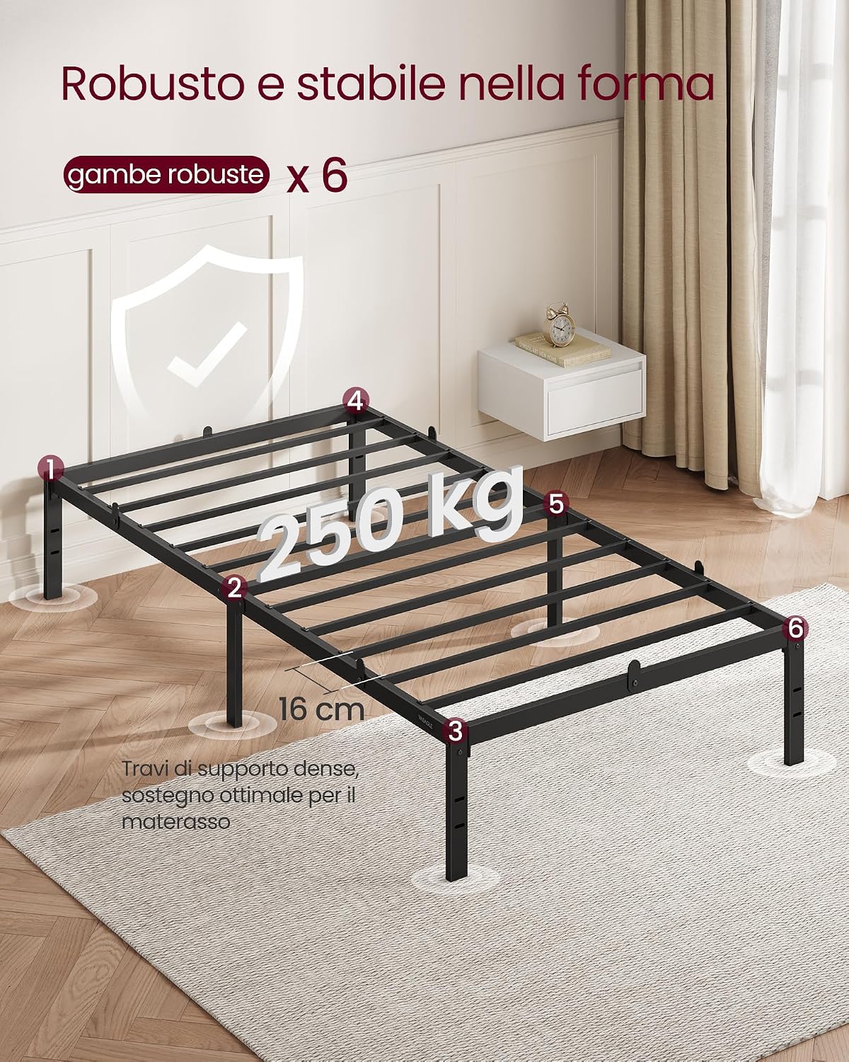 Thumbnail 3 de VASAGLE RMB131B01 Struttura letto singolo 90x190 cm