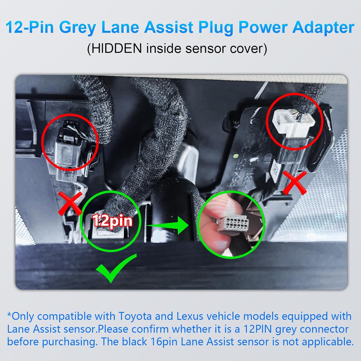Detalle de Adaptateur d’alimentation Dashcam pour Toyota/Lexus (Modèle C, 12 broches) – compatibilité 2020–2023