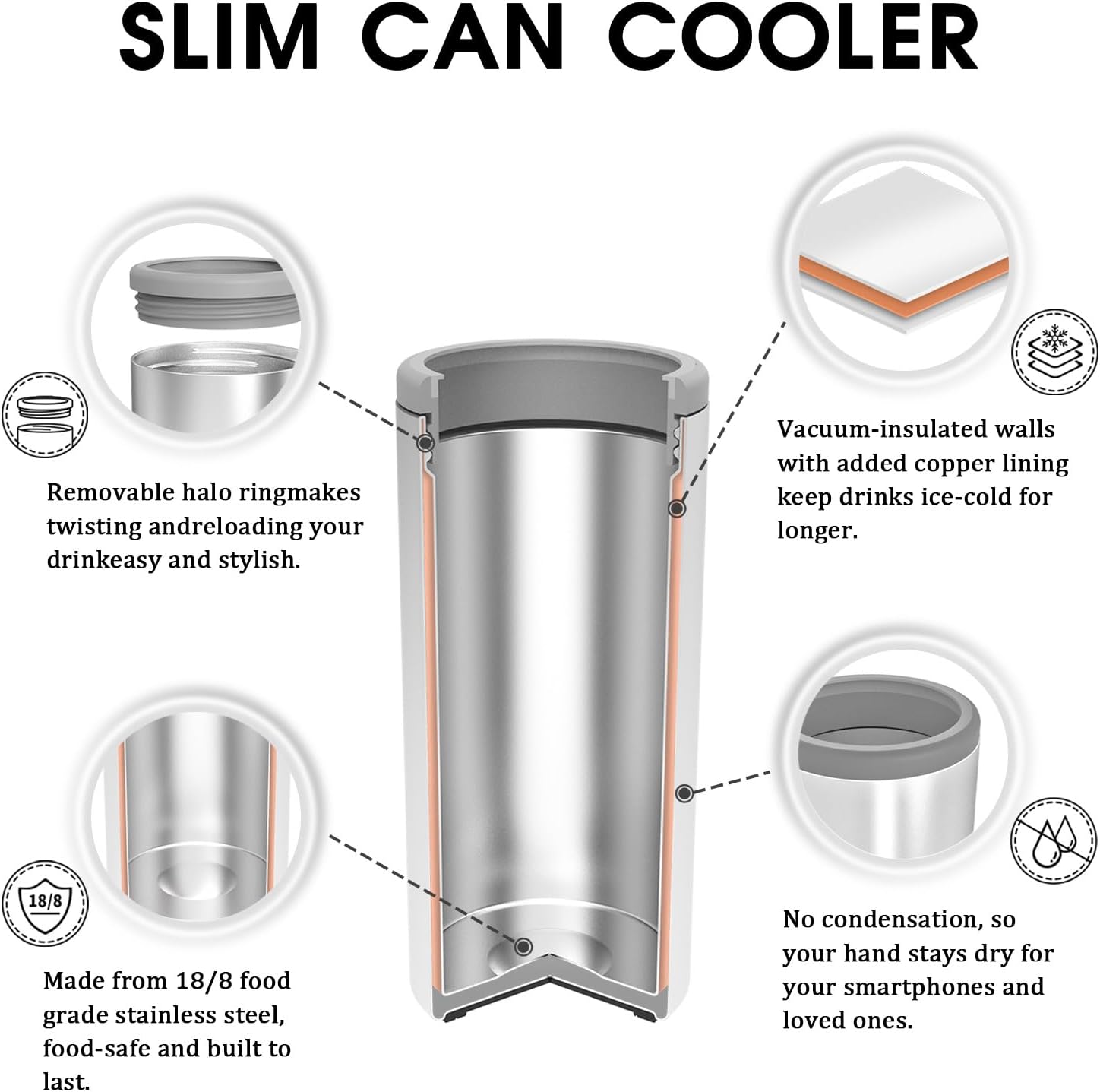 Thumbnail 1 de TILUCK Skinny Can Cooler: Stainless Steel Insulated Slim Cans (12 oz) with Leopard Print