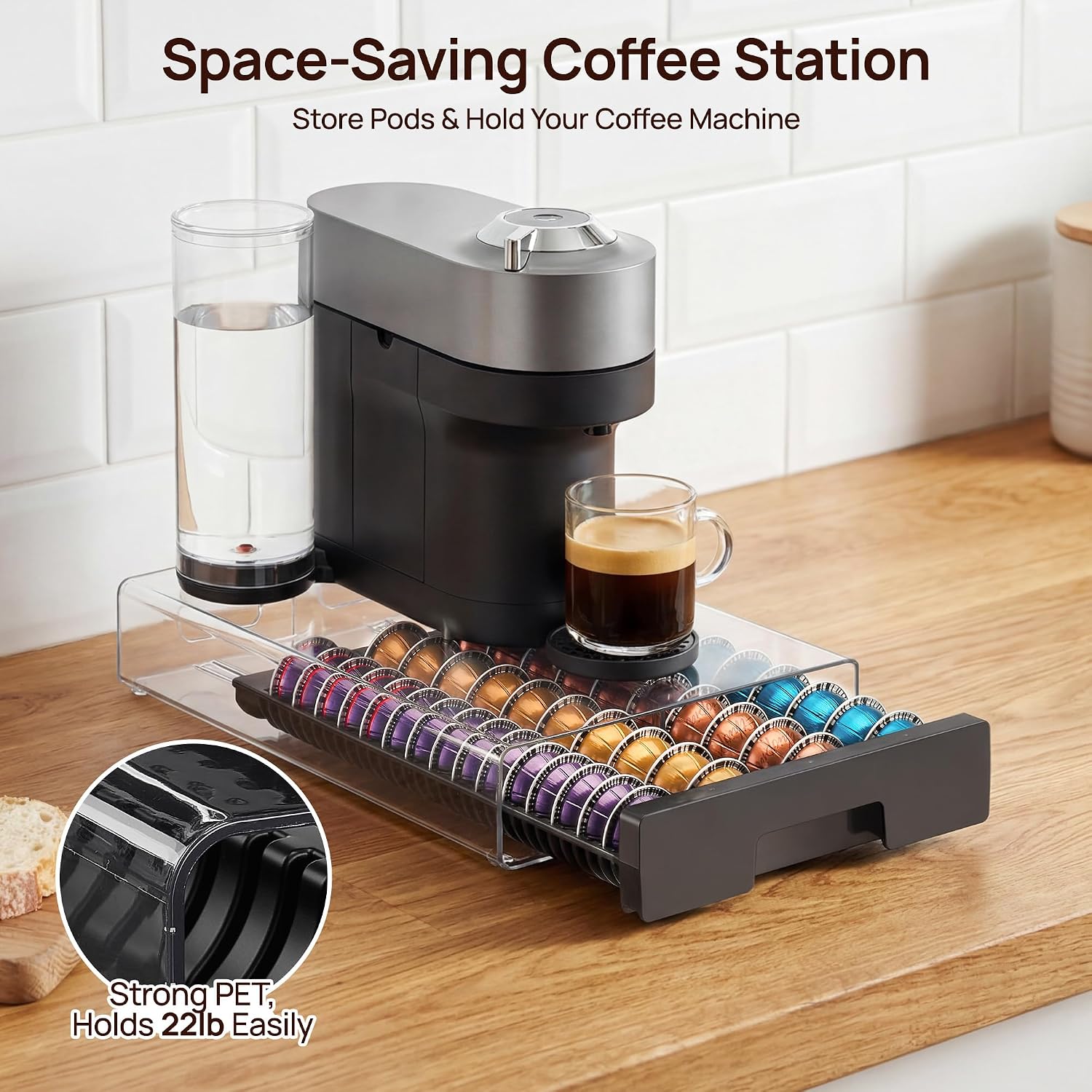 Thumbnail 4 de Vtopmart Coffee Pod Drawer Organizer for Nespresso Vertuo Pods — Holds 40 Large or 60 Small Capsules