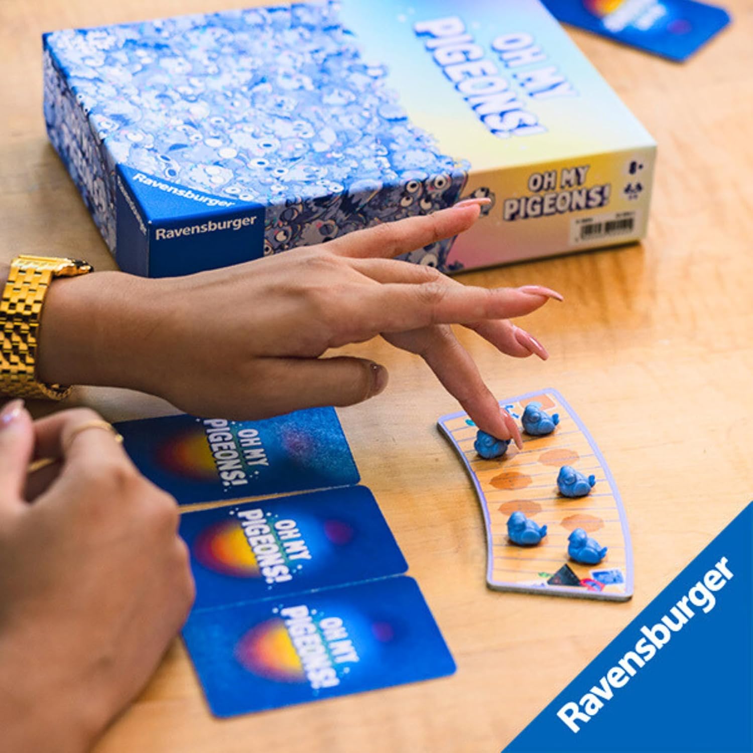 Detalle de Ravensburger Oh My Pigeons – gioco di carte per 2-5 giocatori, versione italiana