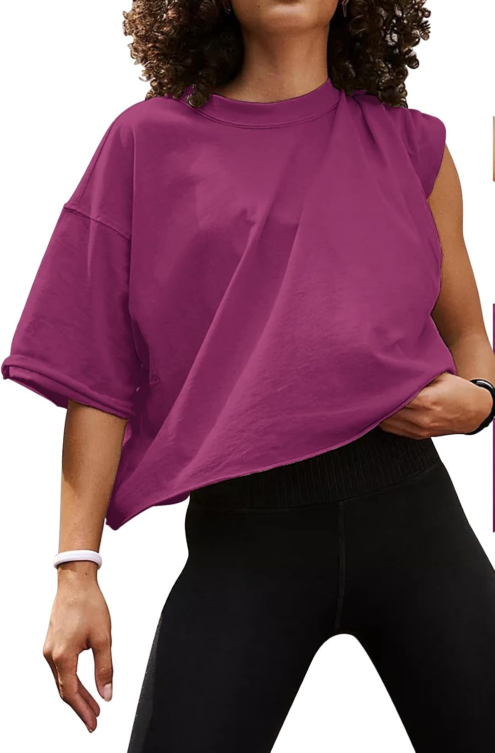 Thumbnail 6 de Women's Oversize Workout Crop Tops: Casual, Loose, Great for Yoga and Running