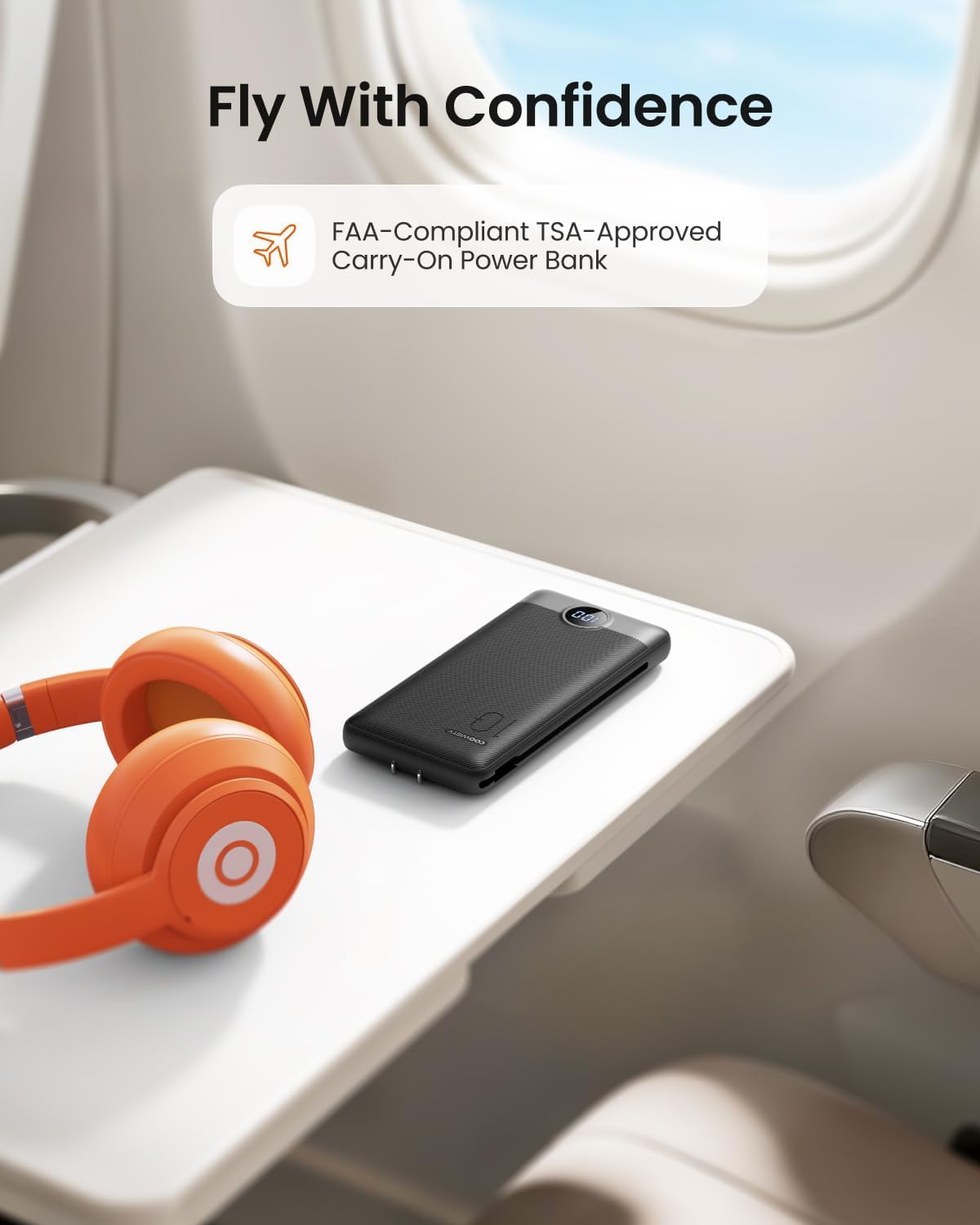 Thumbnail 6 de Coowisty CW3 10,000mAh Power Bank with Wall Plug, Built-In Cables and LED Display