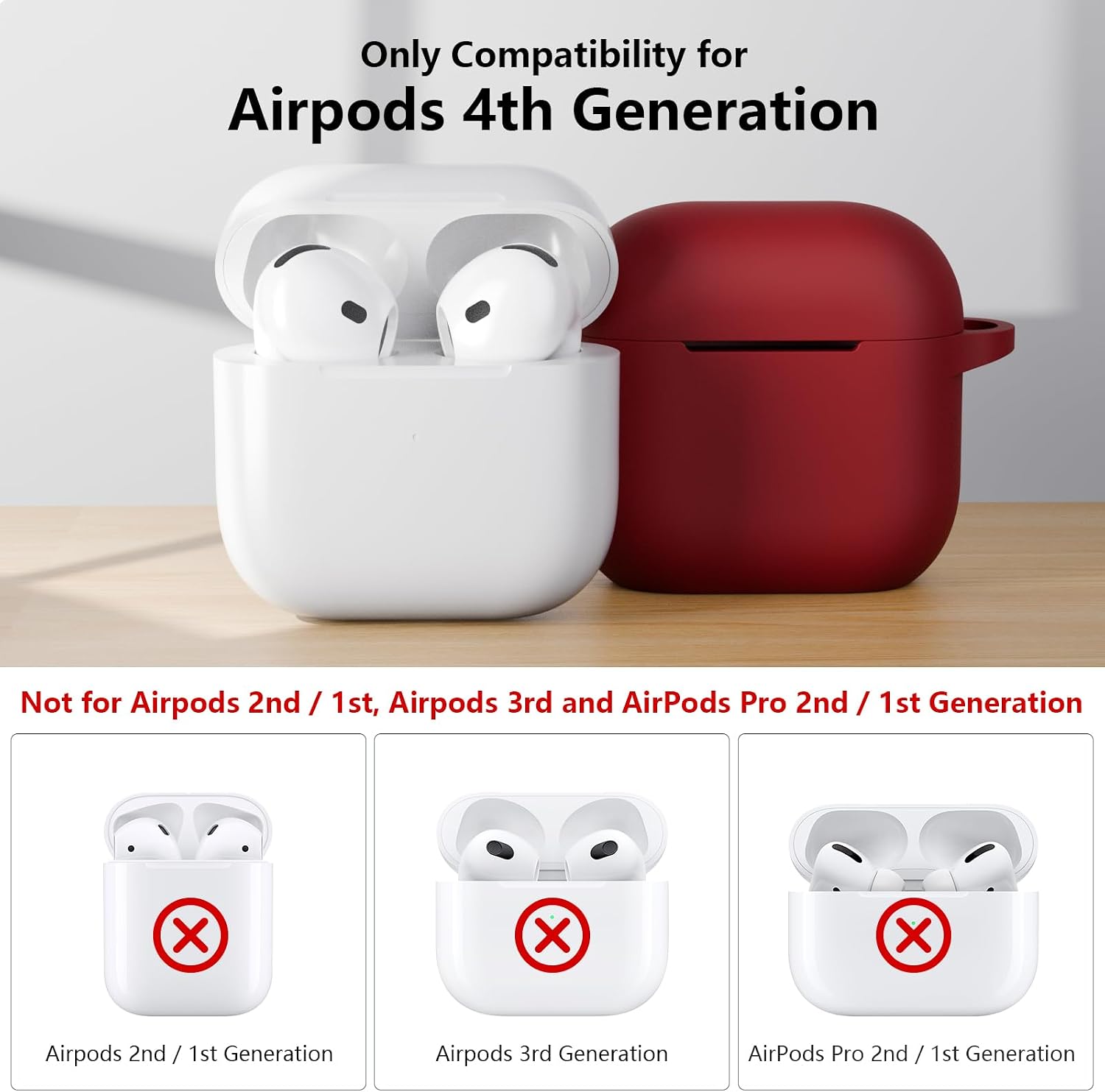 Detalle de KOKOKA Case Cover for AirPods 4th Gen (2024) with Cleaning Kit – Burgundy