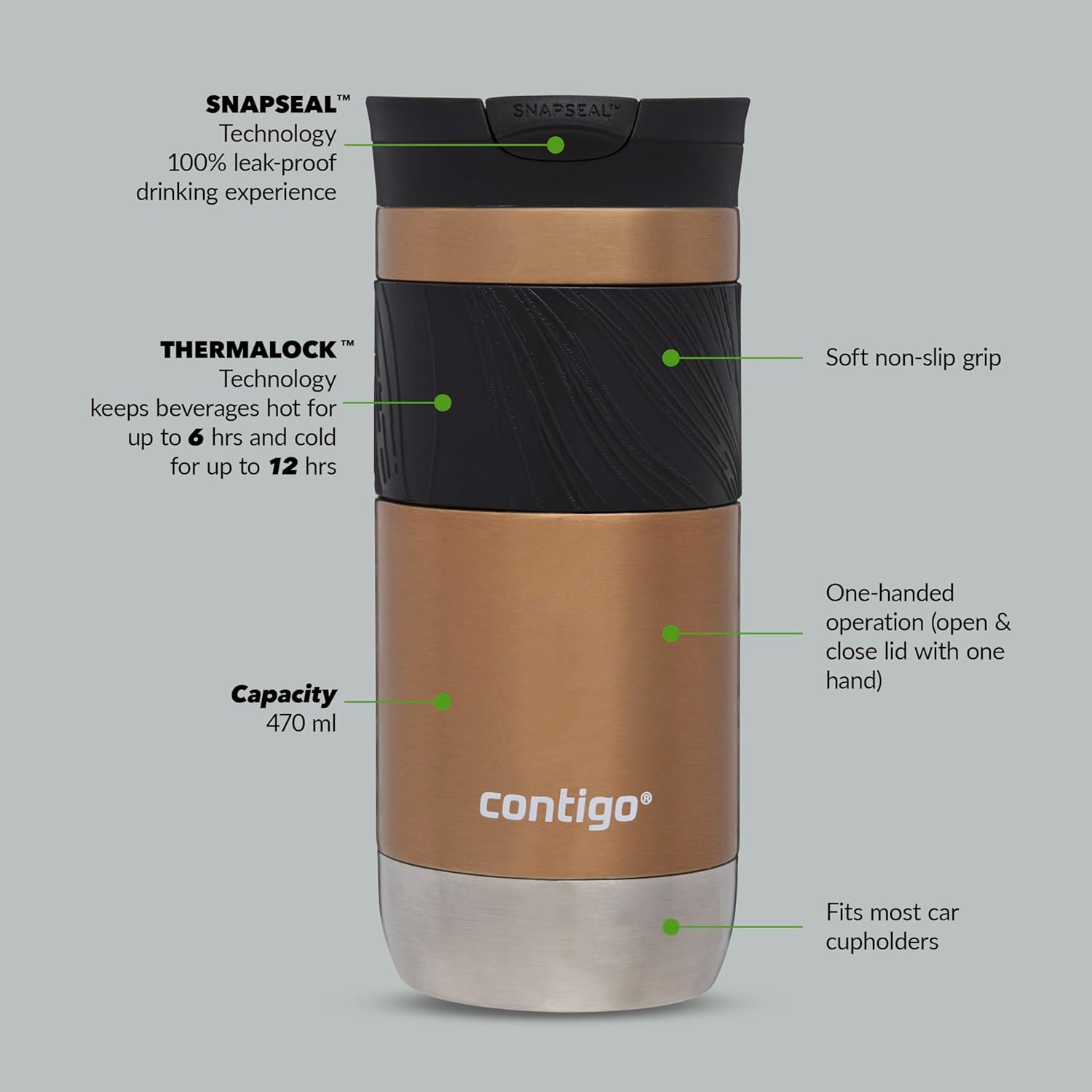 Thumbnail 1 de Contigo Byron 2.0 SNAPSEAL Travel Mug, 470 ml