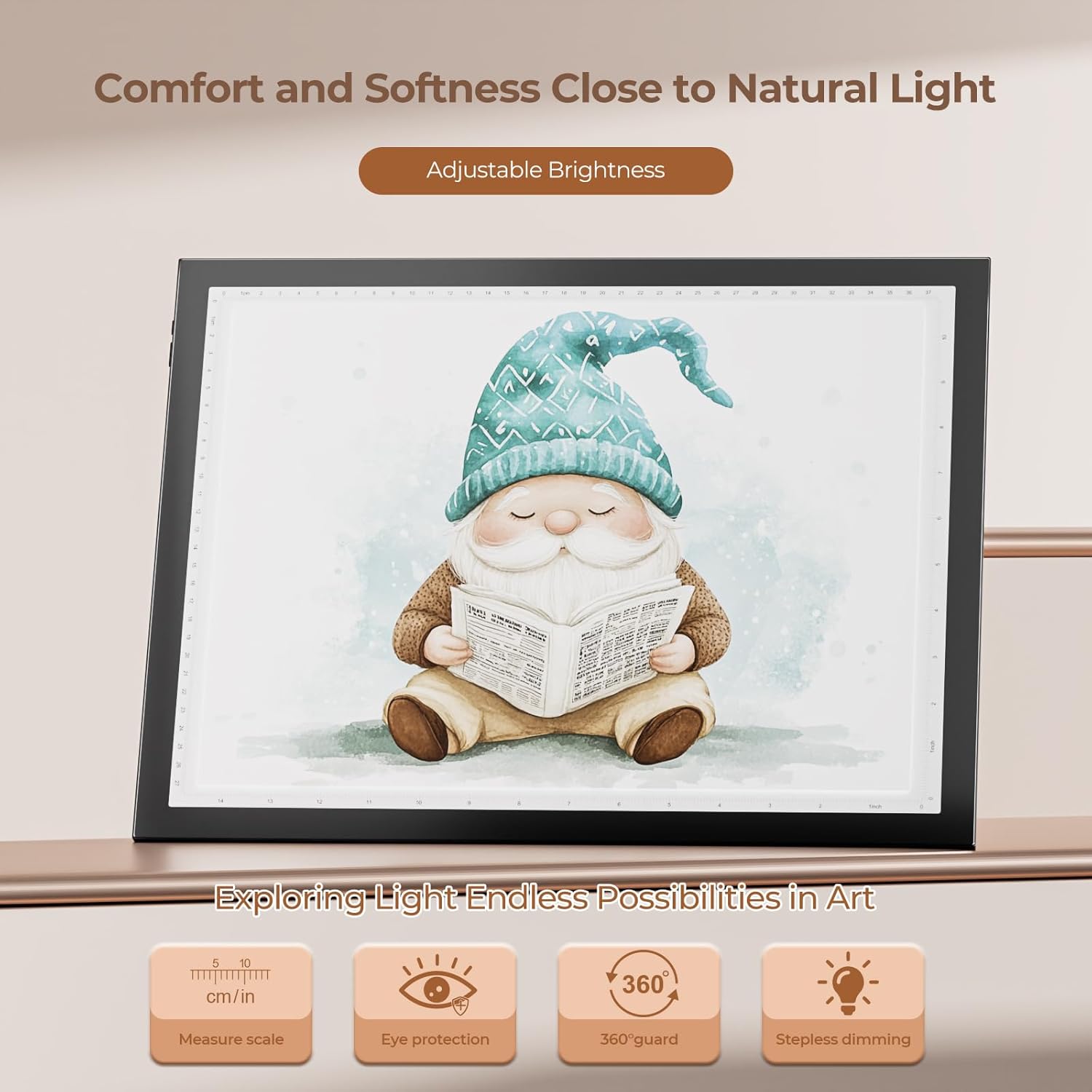 Thumbnail 2 de DONPODER A3 Light Box (Portable LED Light Pad) for Diamond Painting, Tracing & Crafts – 10 Brightness Levels, 5500 Lux, 42 x 32 cm