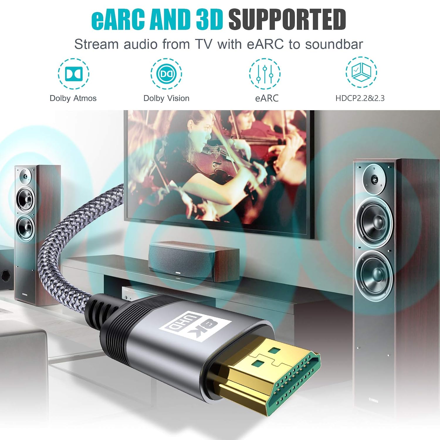 Thumbnail 6 de AviBrex RM 8K HDMI 2.1 Cable, 3 m, 48 Gbps, 8K at 60 Hz