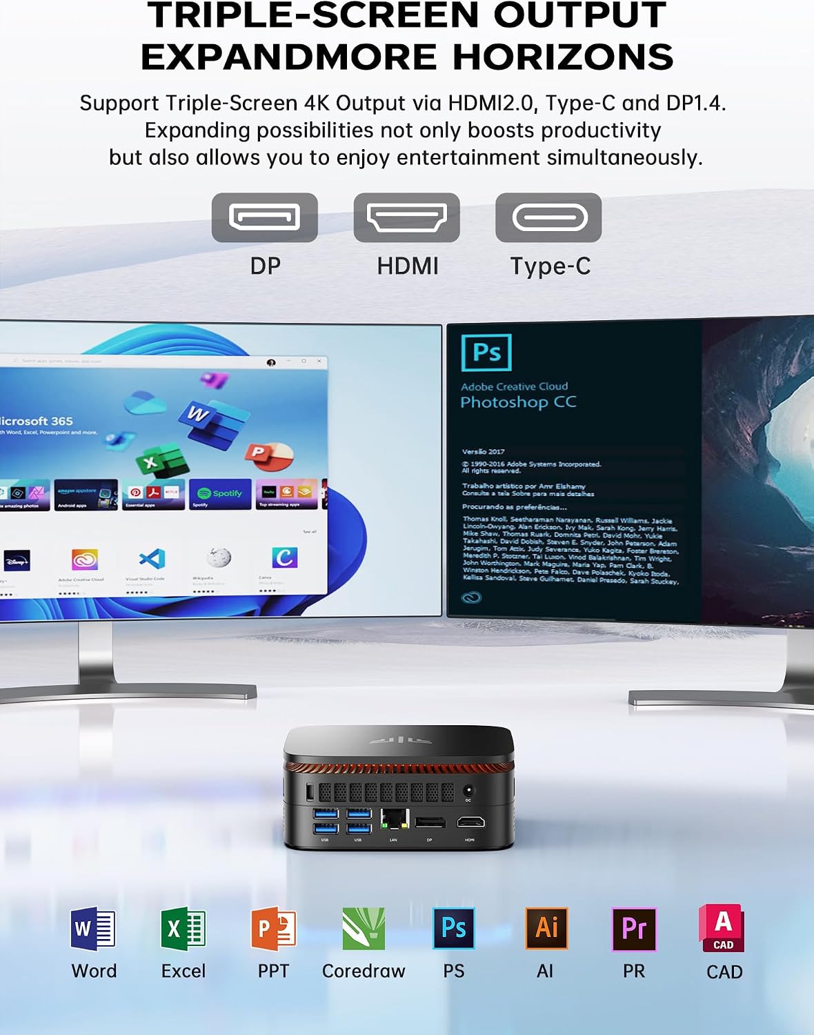 Thumbnail 3 de ACEMAGICIAN Mini PC AK1PLUS mit Intel Pentium N5030 – 12 GB RAM, 256 GB SSD, Windows 11 Pro, 4K HDMI-Dual, Lüfterlos
