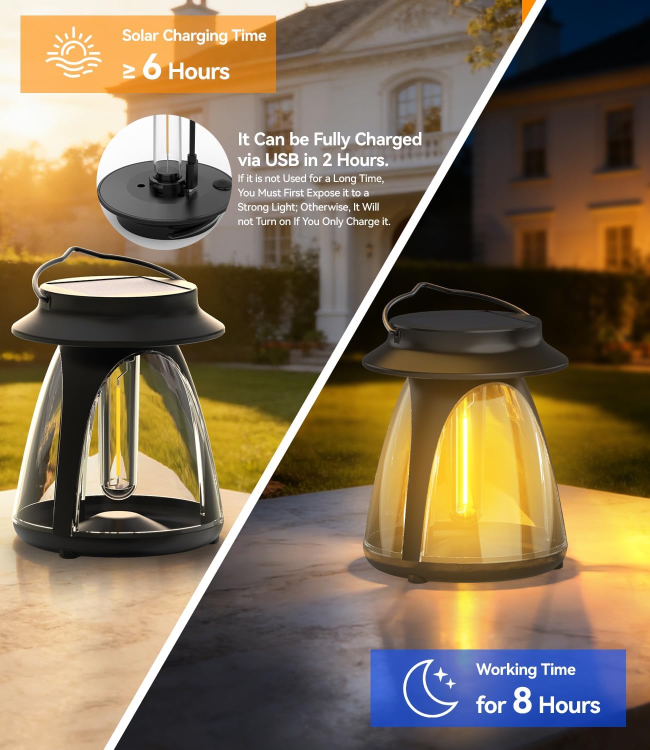 Thumbnail 1 de Luci Solari da Giardino Solari 2 Pezzi con Paletto e Maniglia LED 3000K Filamento Caldo IP65