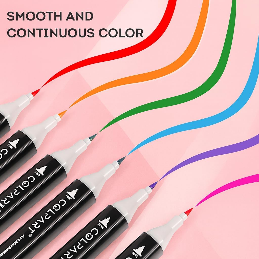 Thumbnail 3 de colpart Alkohol Brush-Tip Marker Set (120+2 Farben) – Dualspitze für Manga, Design & Zeichnen