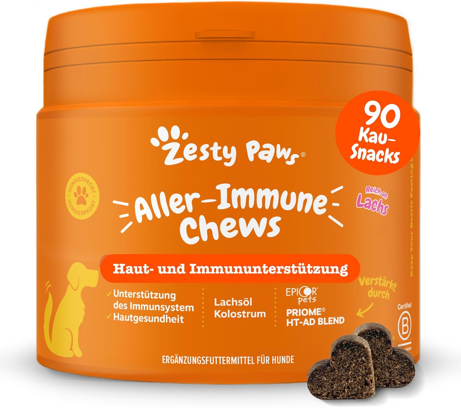 Detalle de Zesty Paws Allergie & Immunität Chews – Nahrungsergänzung für Hunde (90 STK)
