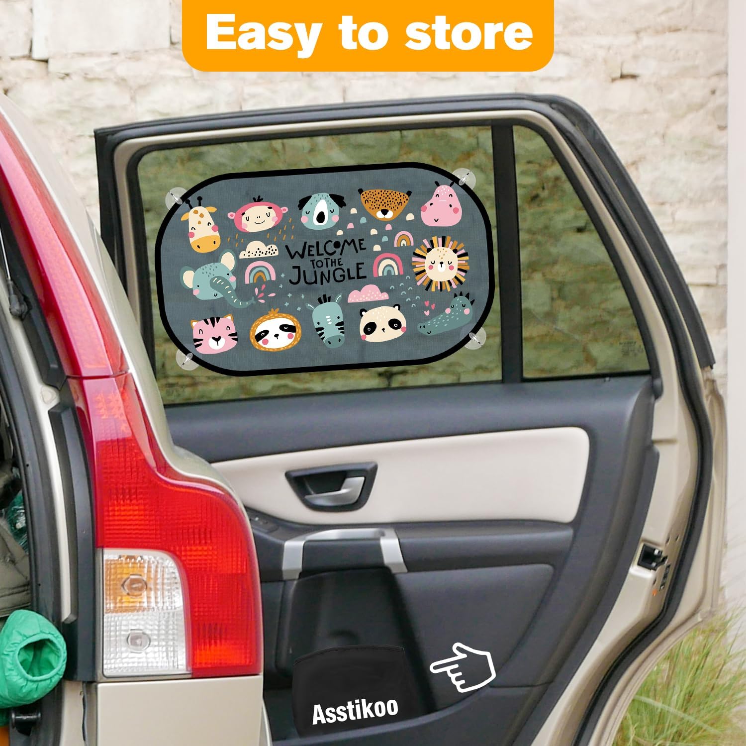 Detalle de Asstikoo Auto Sonnenschutz Baby mit UV Schutz – 51 x 31 cm, 8 Saugnäpfe, 2er Set