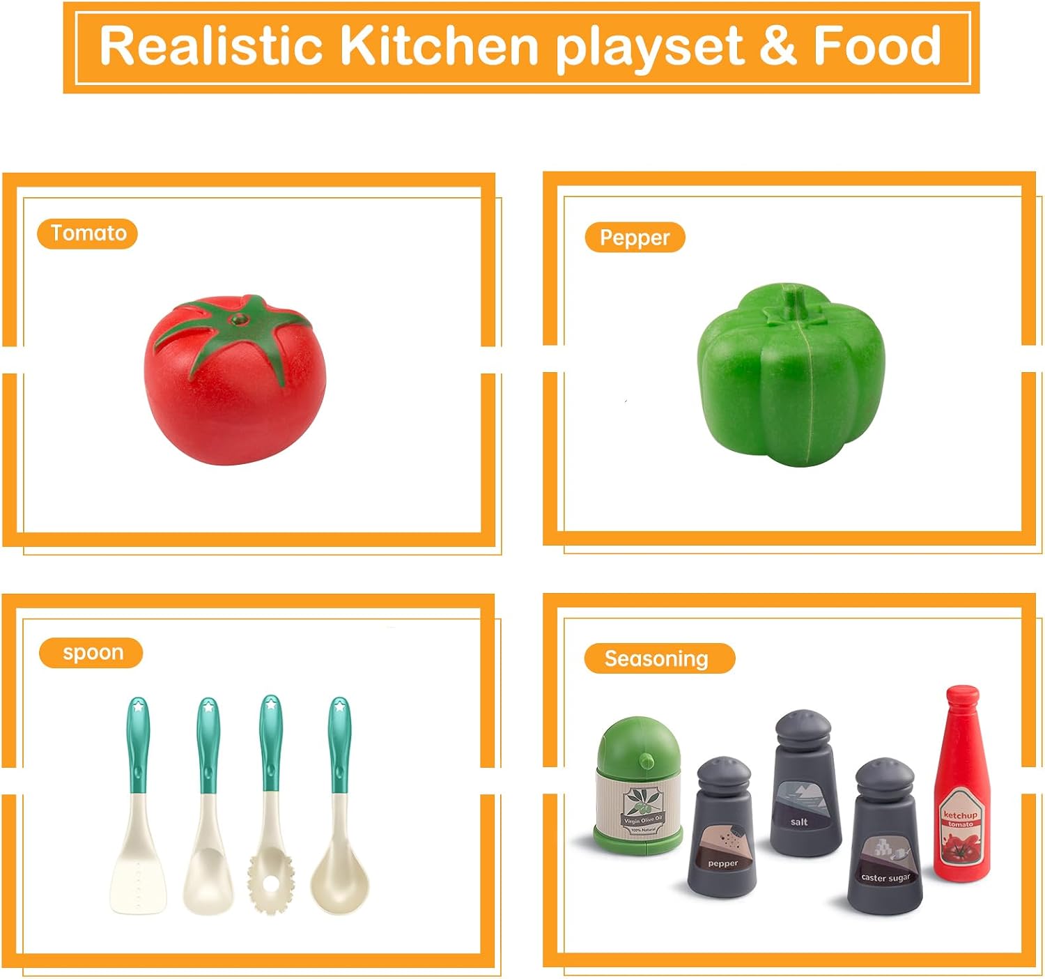 Thumbnail 6 de Bruvoalon 32-Piece Kids Play Kitchen Toys Set (Toddlers Pretend Cooking Set) – Green