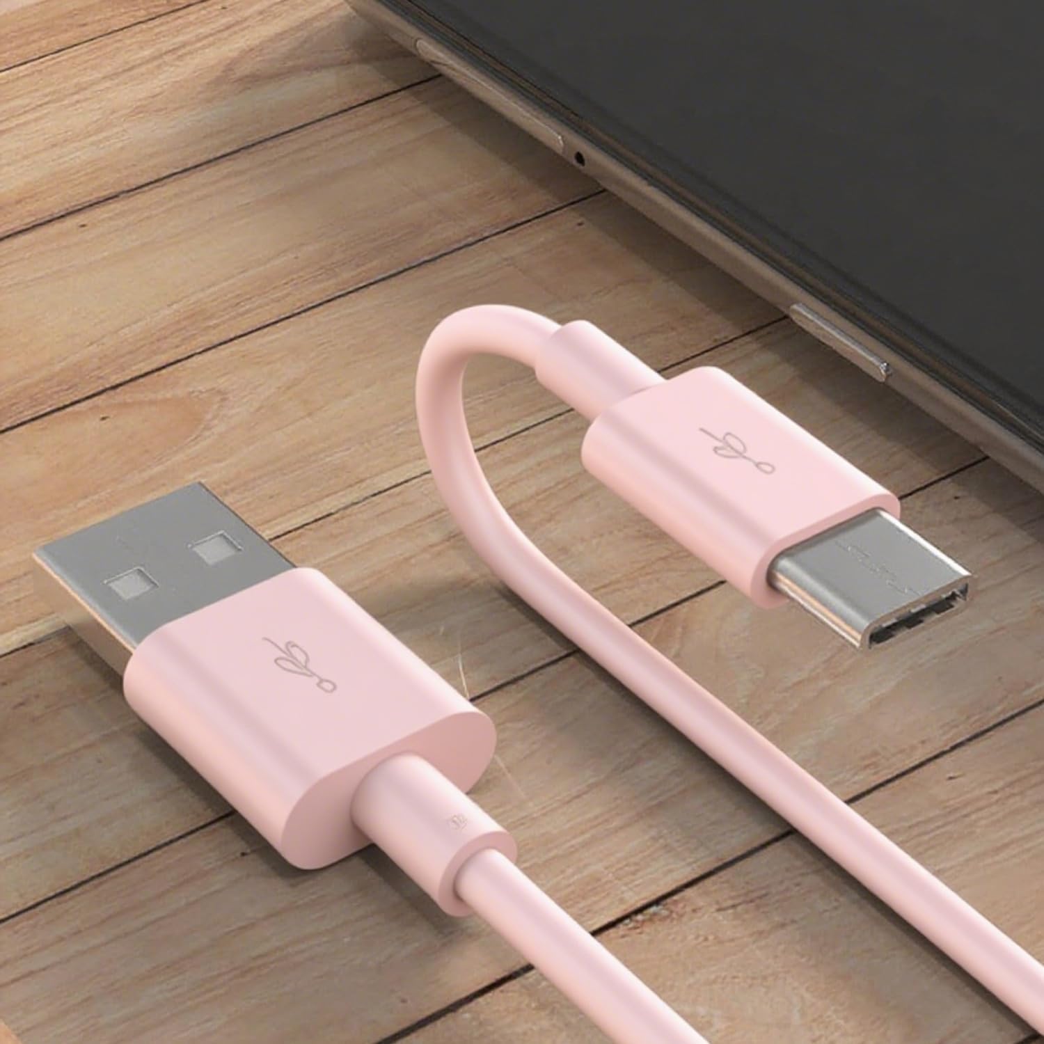 Detalle de Pink USB A to USB C Charger Cable 1M – Fast Charging & Data Sync for iPhone, iPad, Samsung and More