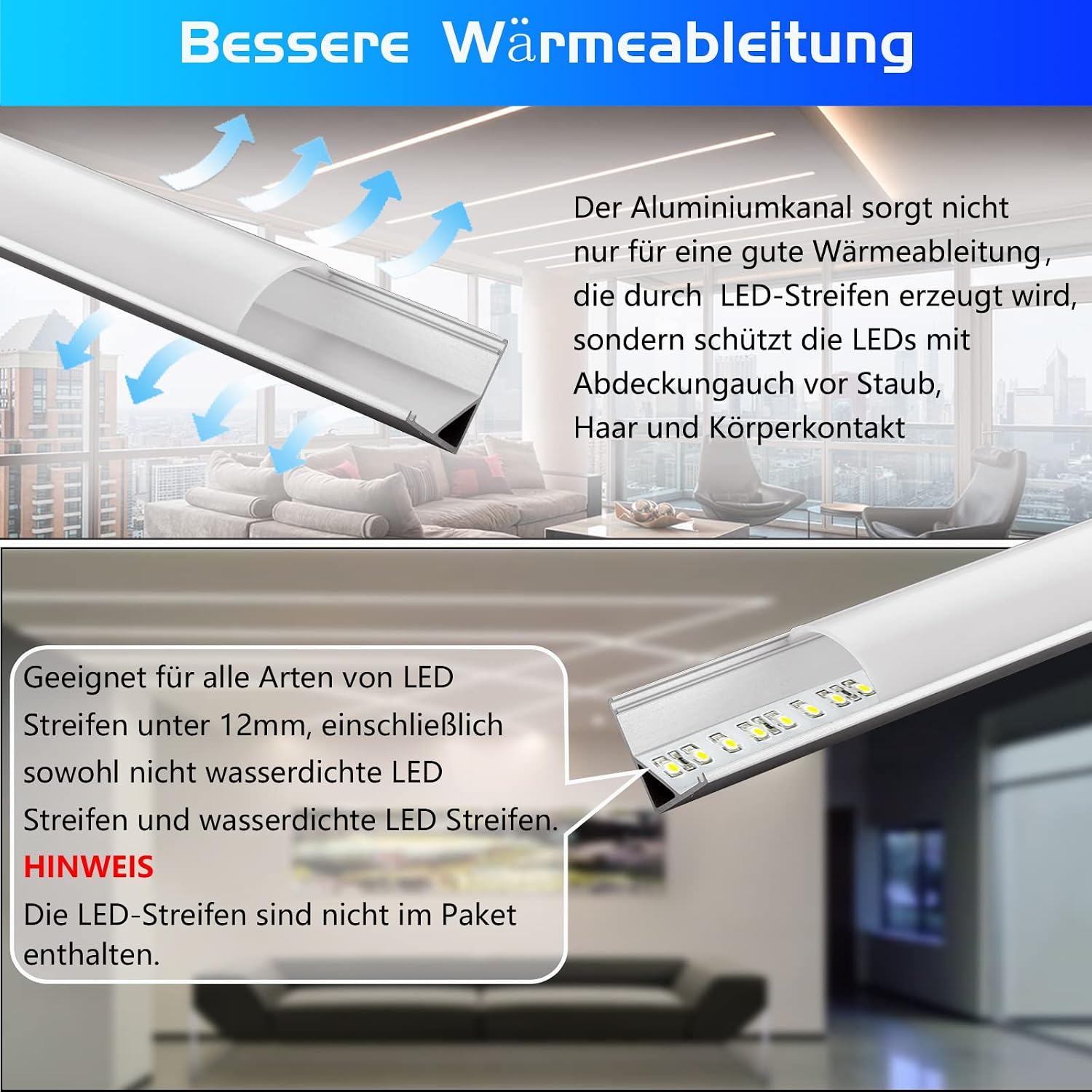 Detalle 2 de Efishine 20-PACK LED Profil Aluminium 20 x 1M V-Form
