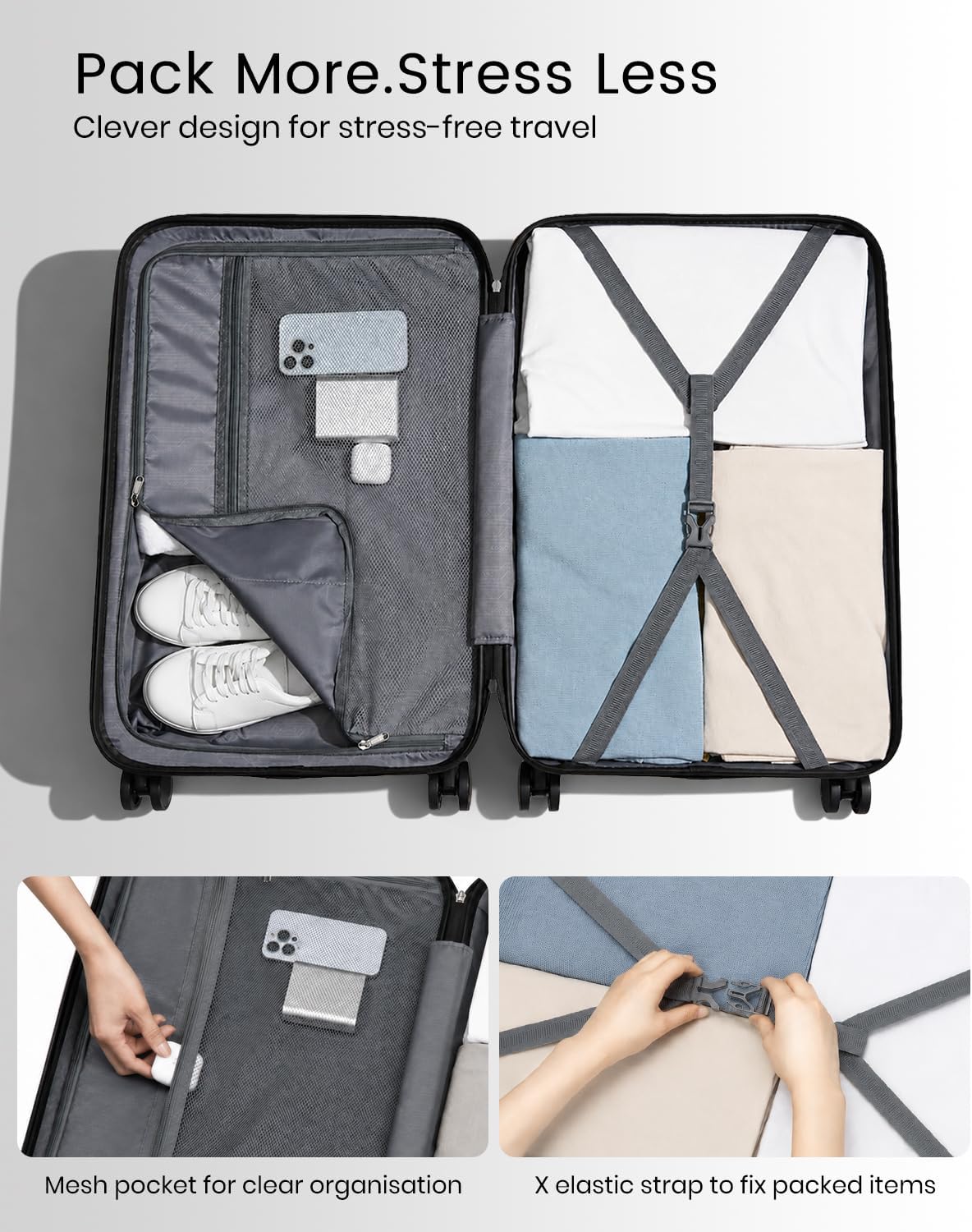 Detalle de Kono 28 Inch Large Hard Shell Luggage: Durable ABS+PC Spinner Suitcase