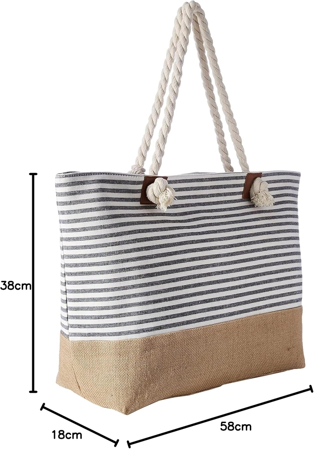 Thumbnail 6 de DonDon große Strandtasche XXL mit Reißverschluss – umhängetaugliche Badetasche Damen im Streifen-Look