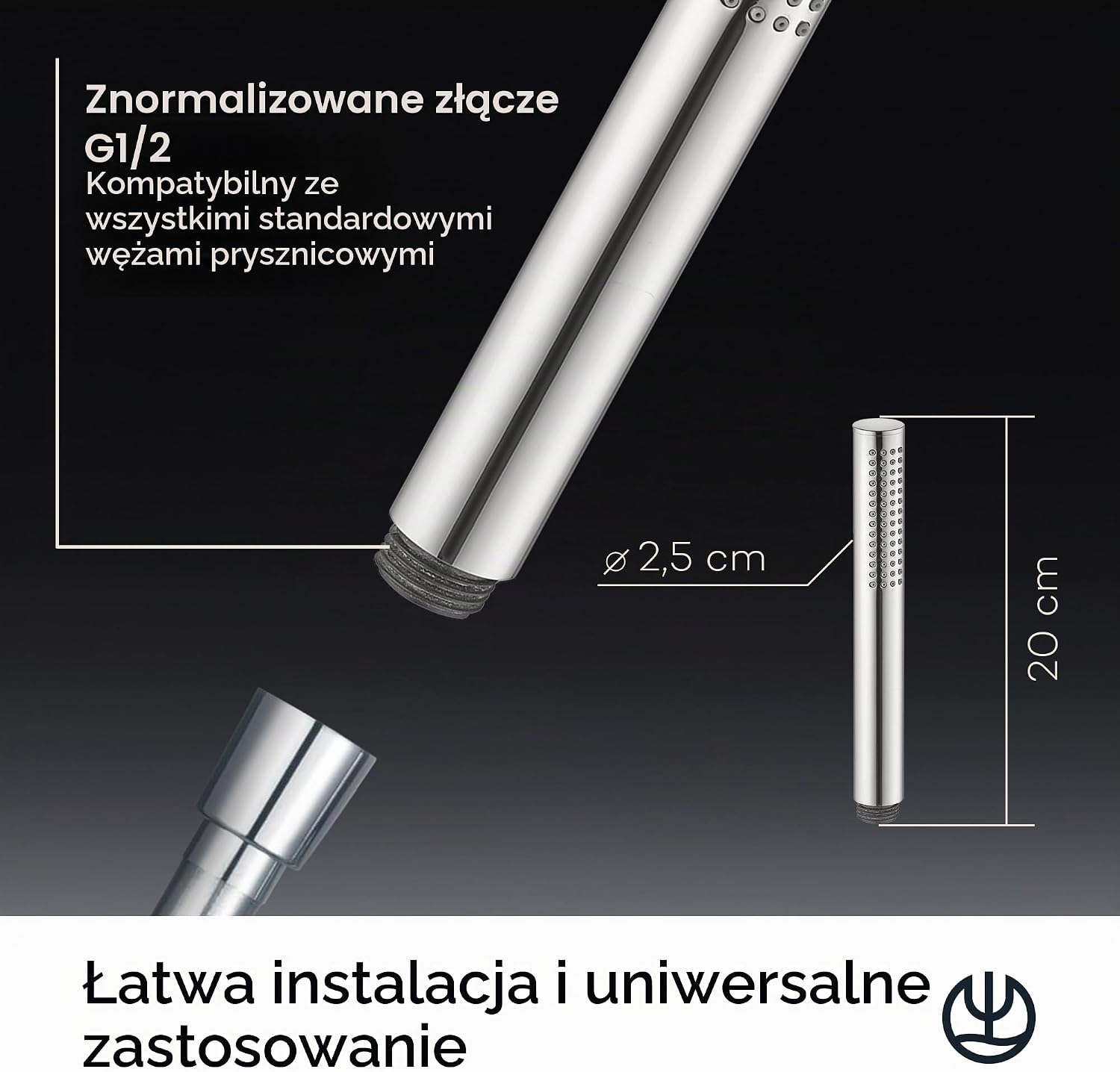 Detalle 2 de KLUDI -X1 Design słuchawka prysznicowa, chromowana, 20 cm, jeden strumień