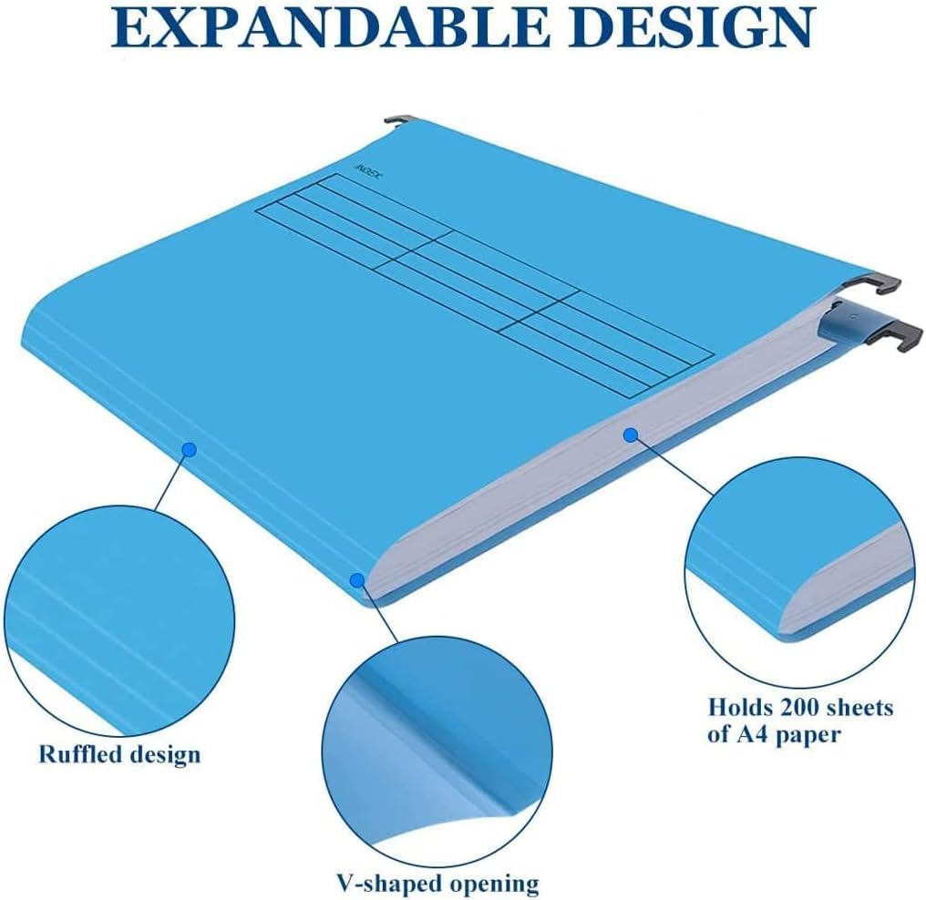 Thumbnail 2 de A4 Suspension File Set: 10 Polypropylene Hanging Filing Folders with Tabs and Card Inserts