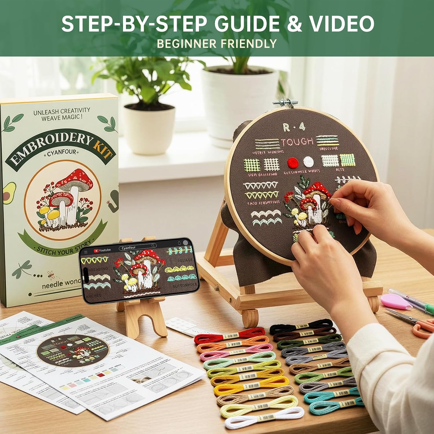 Detalle de CYANFOUR Embroidery Kit with 38 Stitches