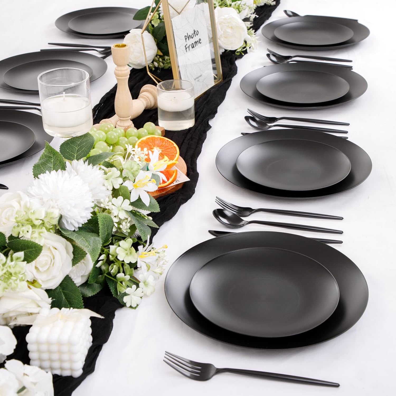 Thumbnail 6 de EI 150pcs Black Plastic Plates 10.25" dinner plates 🍽