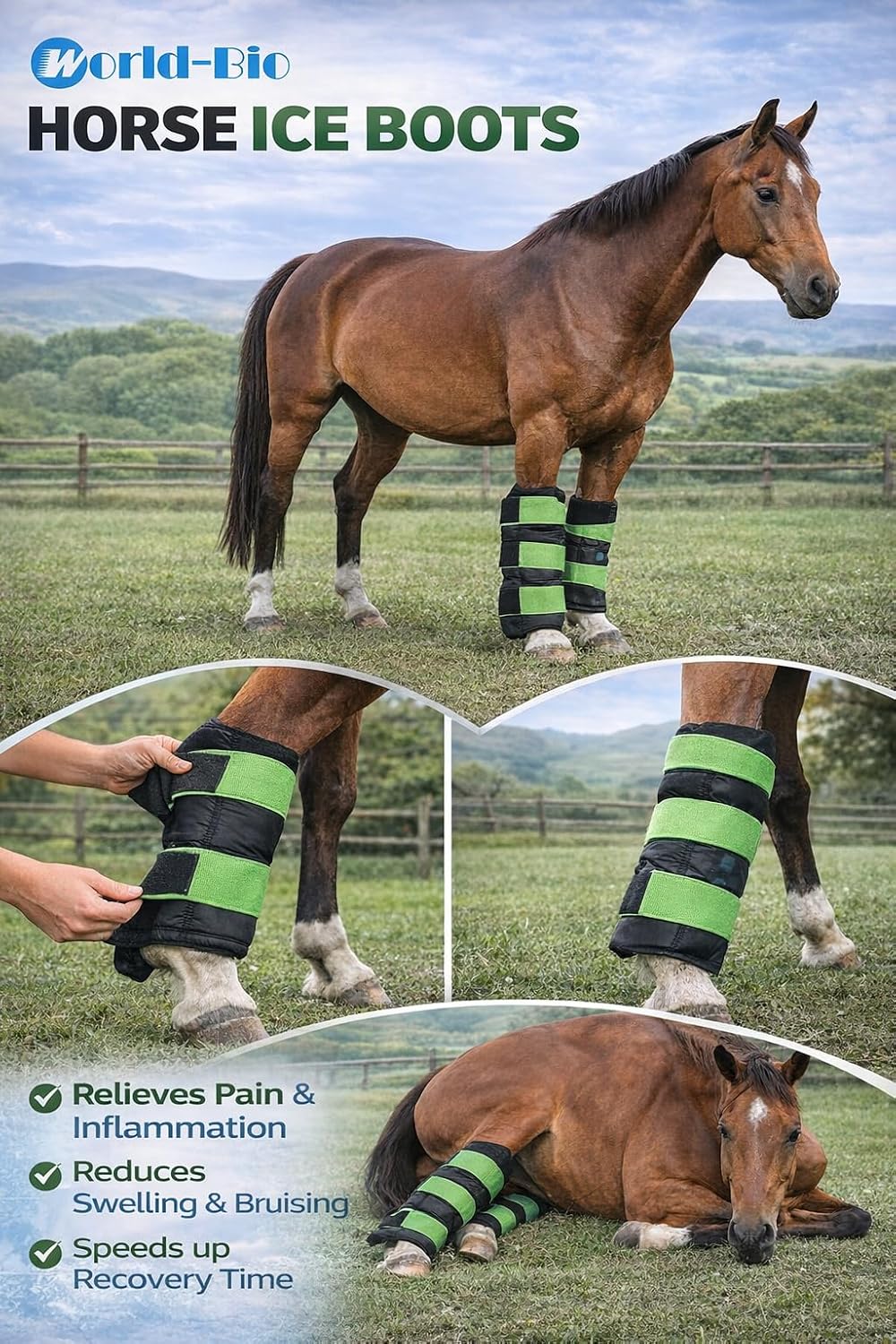 Detalle 2 de WORLD-BIO Horse Ice Boots 2-Pack Gel Wraps