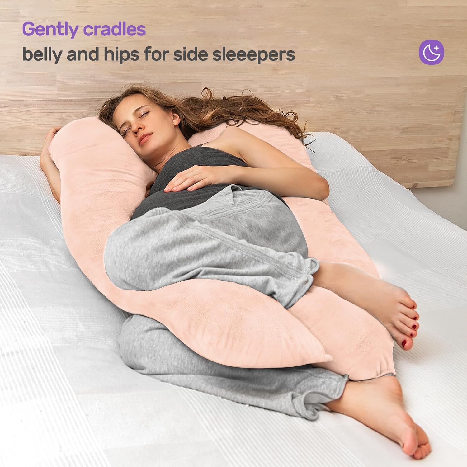 Detalle 2 de Nuliie NEMM002AA U-Shaped Pregnancy Pillow with Washable Velvet Cover