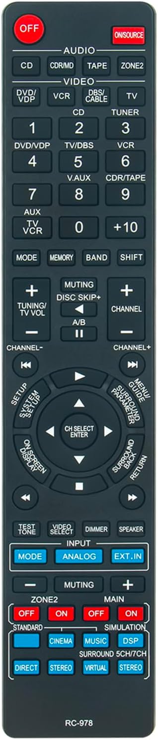 Rc-978 Rollgan Replaced Remote Control for Denon AVR Family