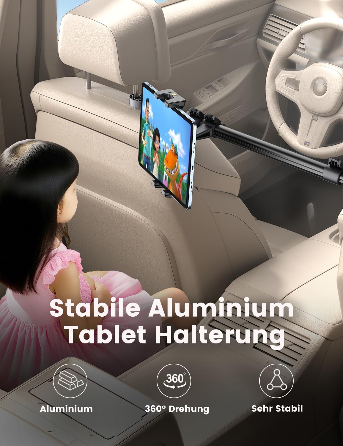 Detalle 2 de OHLPRO Tablet Halterung Auto Kopfstütze 3-Stufig