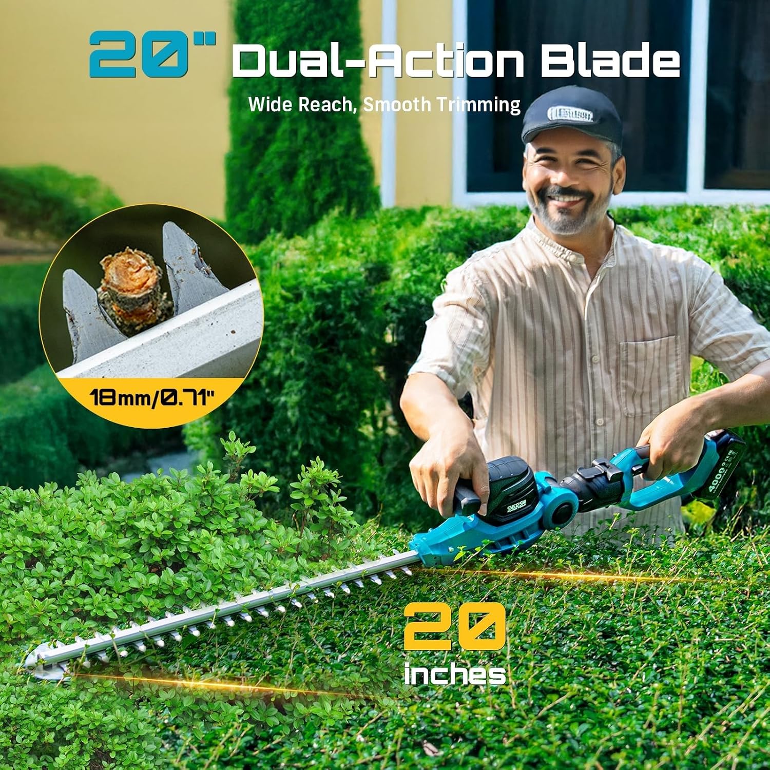 Detalle de SEESII Cordless Hedge Trimmer, 20-inch blade