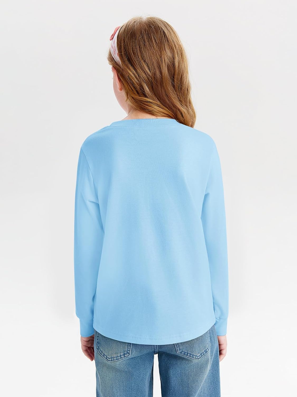 Detalle de Haloumoning meisjes-T-shirt met lange mouwen, ronde hals en effen basic look