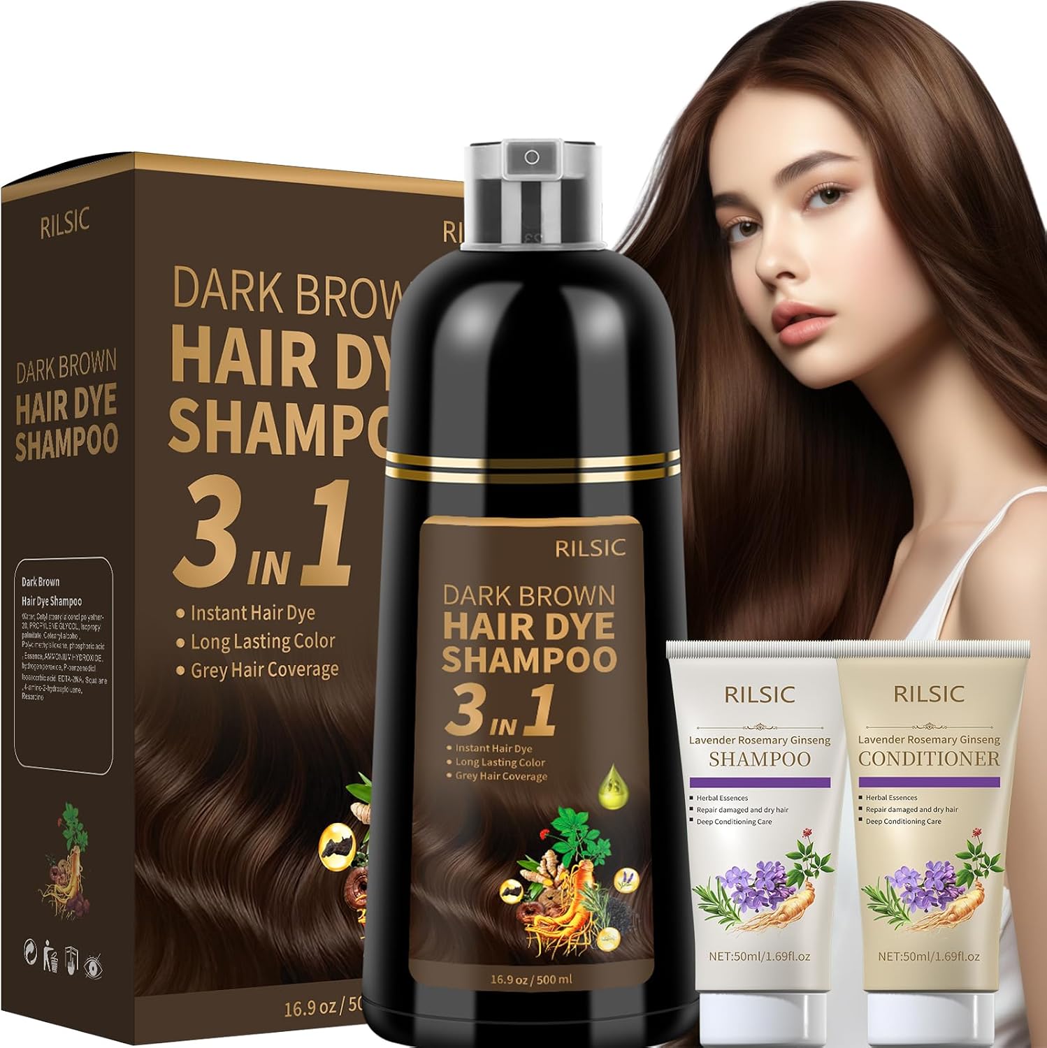 Detalle de RILSIC Shampoo Colorante Castano Scuro 600 ml