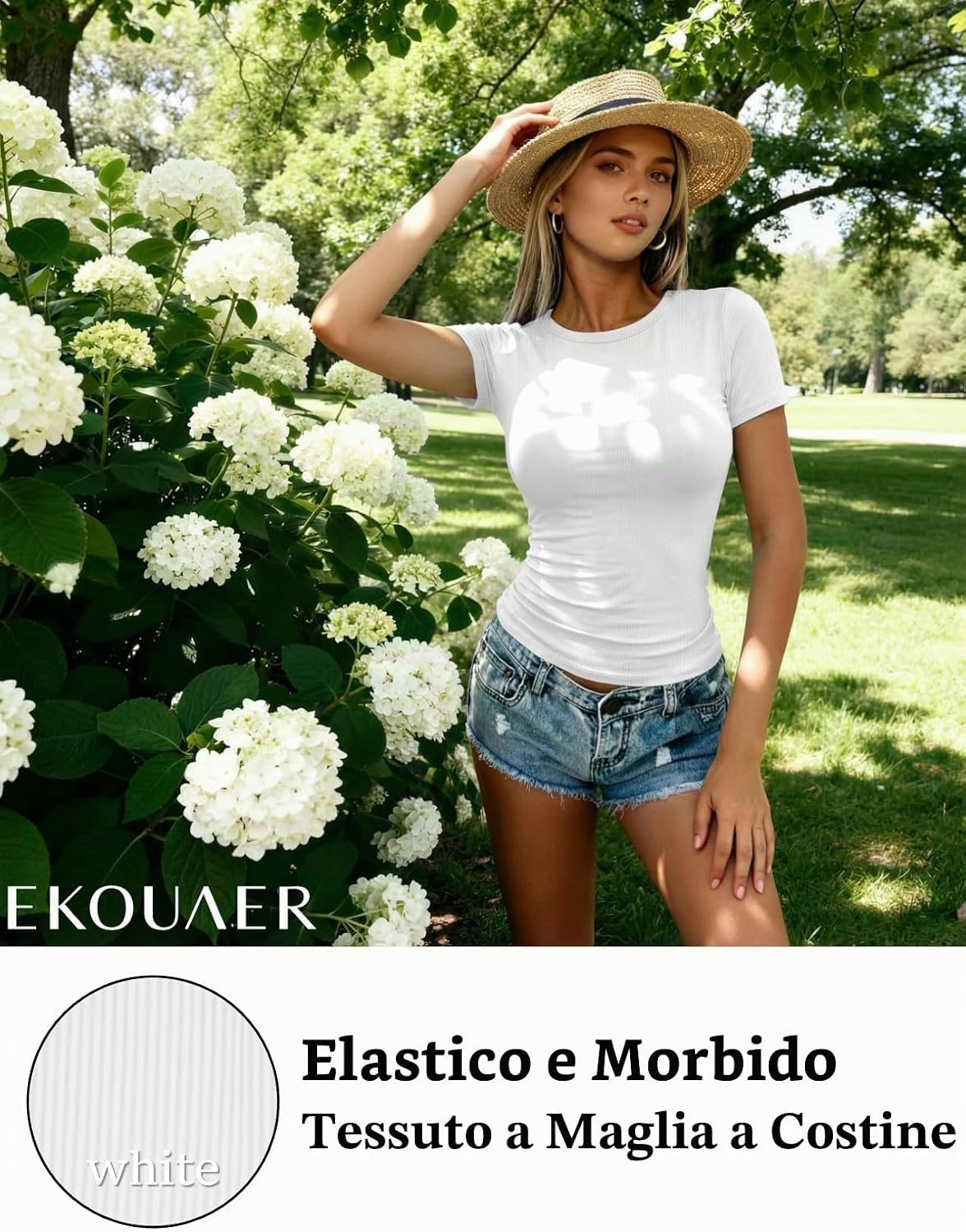 Thumbnail 3 de Ekouaer T-Shirt Semplici Donna – confezione da 3 pezzi, maglia a coste aderente