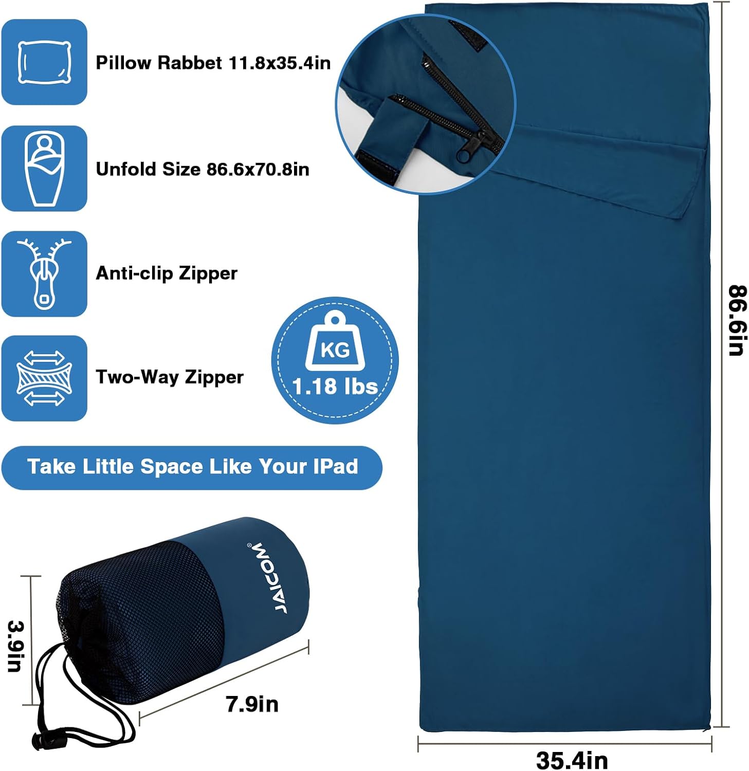 Thumbnail 1 de JAICOM Sleeping Bag Liner 220 x 90 cm