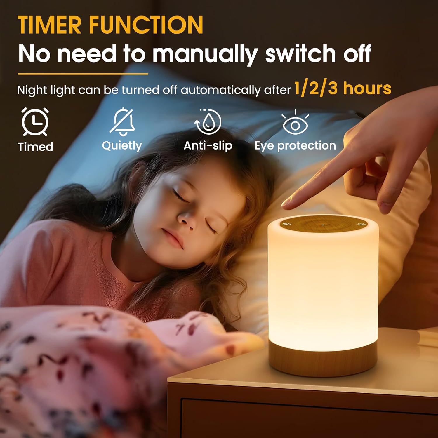 Thumbnail 3 de NIWOHOM 2er-Set Nachttischlampen mit Touch-Dimmung, RGB-LED (256 Farben), Timer & USB-Akku