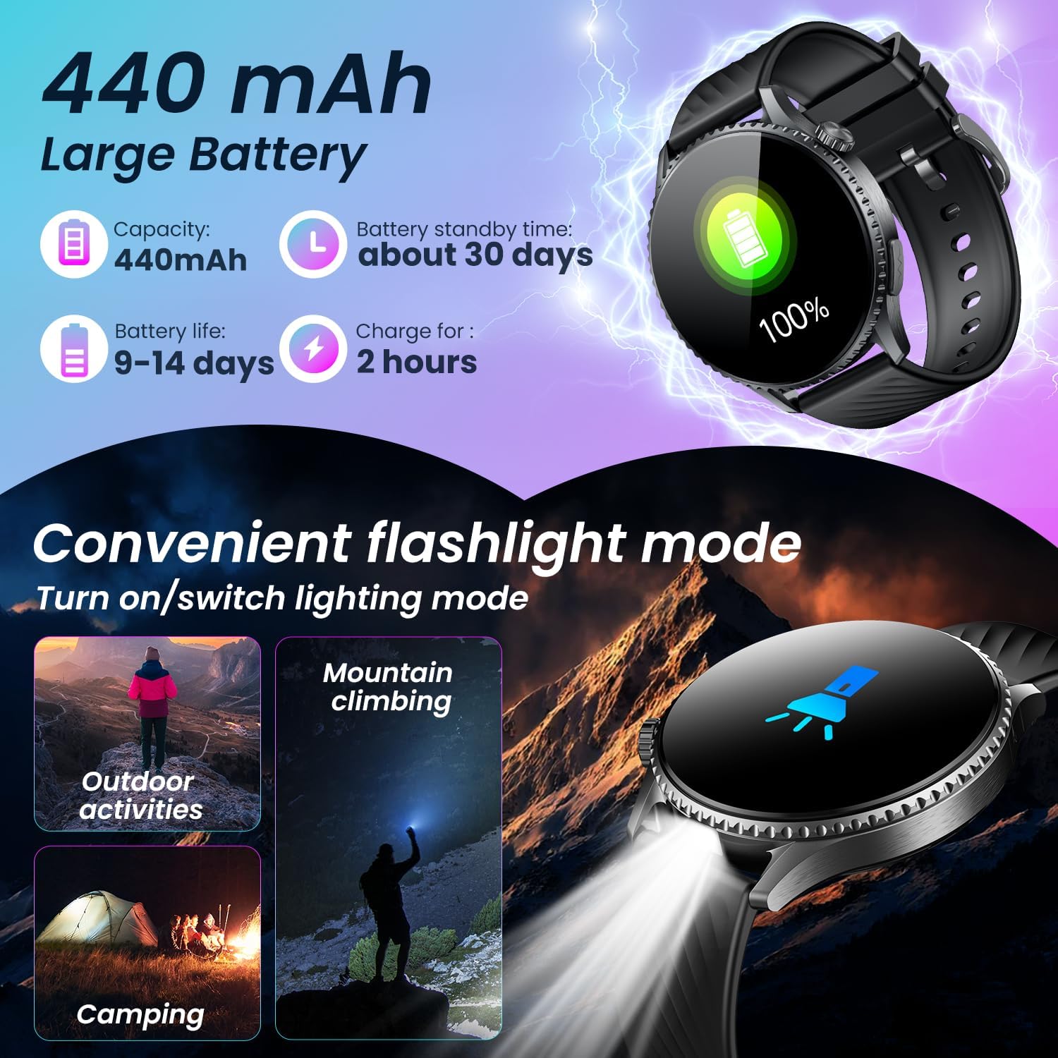 Thumbnail 6 de Montre Connectée Homme Sport – Écran AMOLED 1,56'' avec ECG, Bluetooth 5.3 et Suivi Santé Pro (HRV, Glycémie estimée, sommeil)