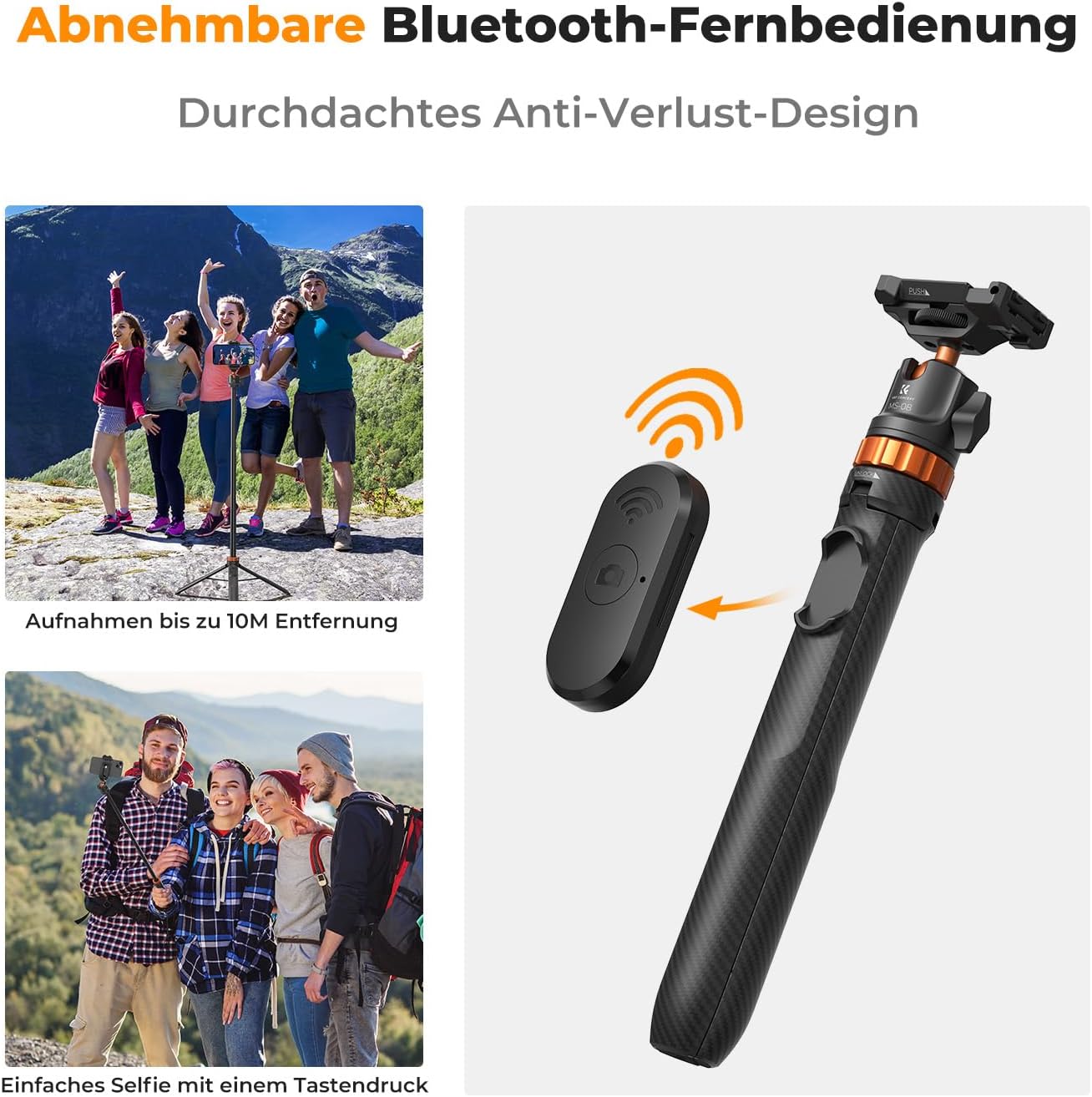 Detalle 2 de K&F CONCEPT MS08 Selfie Stick 158 cm