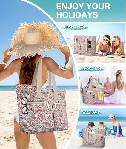 Detalle de ENONEO Bolsa Playa Mujer Grande XXL: bolso impermeable multiuso para playa y viajes