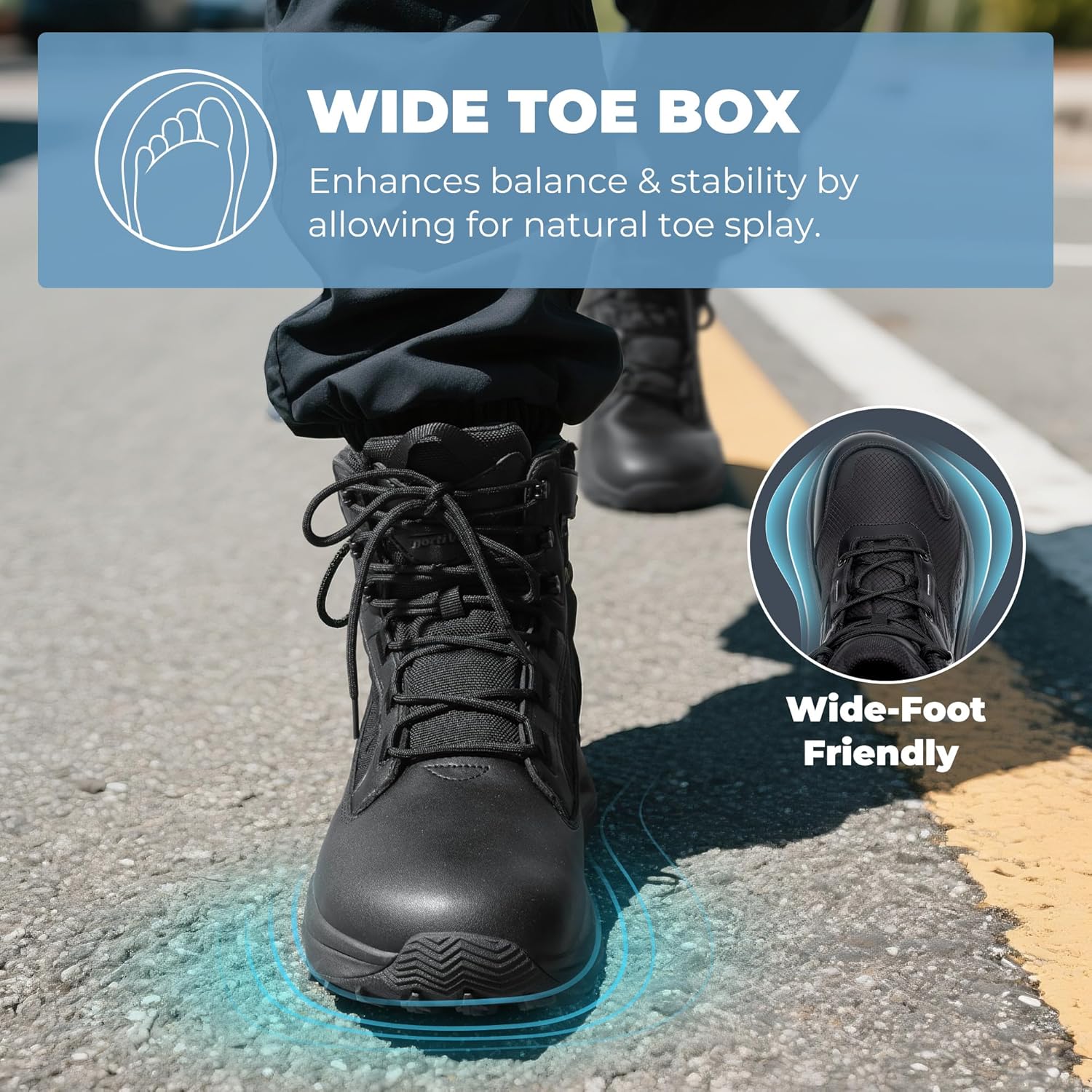 Detalle 2 de NORTIV 8 Men's Wide Toe Box Tactical Boots
