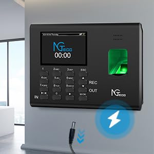 Detalle de NGTeco Clocking in Machine for Employees – Small Business Biometric Time Clock with Battery and 2.4GHz WiFi