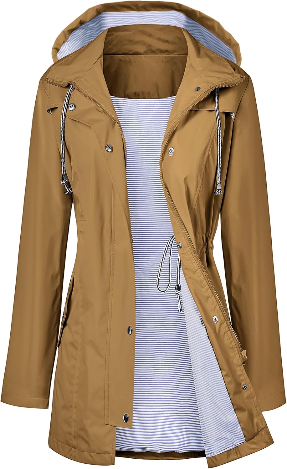 Detalle 2 de LOMON Women's Waterproof Long Hooded Raincoat: Lightweight, Breathable & Packable