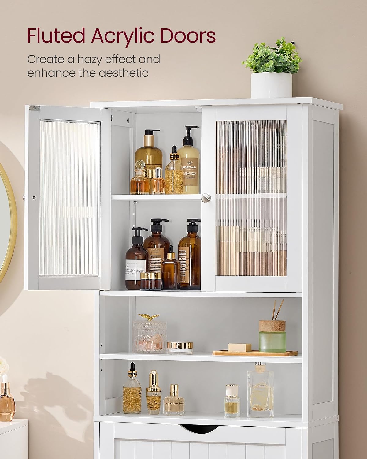 Thumbnail 3 de VASAGLE UBBC768W01 Freestanding Storage Cabinet, Cloud White, Adjustable Shelves