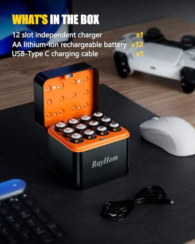 Thumbnail 6 de RayHom 12 Pack Rechargeable AA Lithium Batteries with Charger for Blink Camera