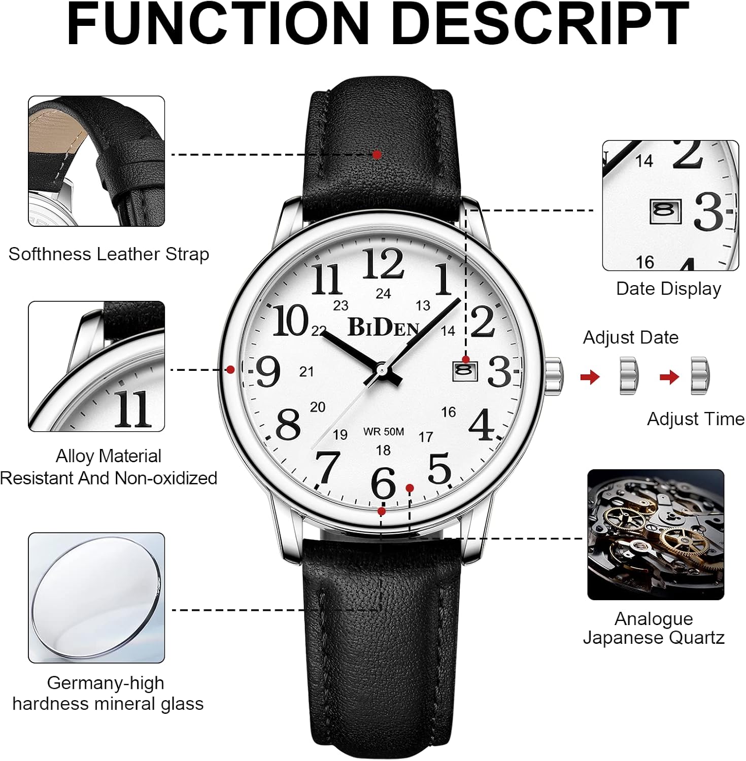 Thumbnail 6 de HANPOSH Herren Armbanduhr Analog Quarz, wasserdicht