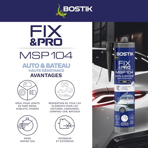 Detalle de BOSTIK Mastic Colle et Joint Noir Auto & Bateau MSP 104-290ml – Performance et polyvalence pour l’automobile et le bateau