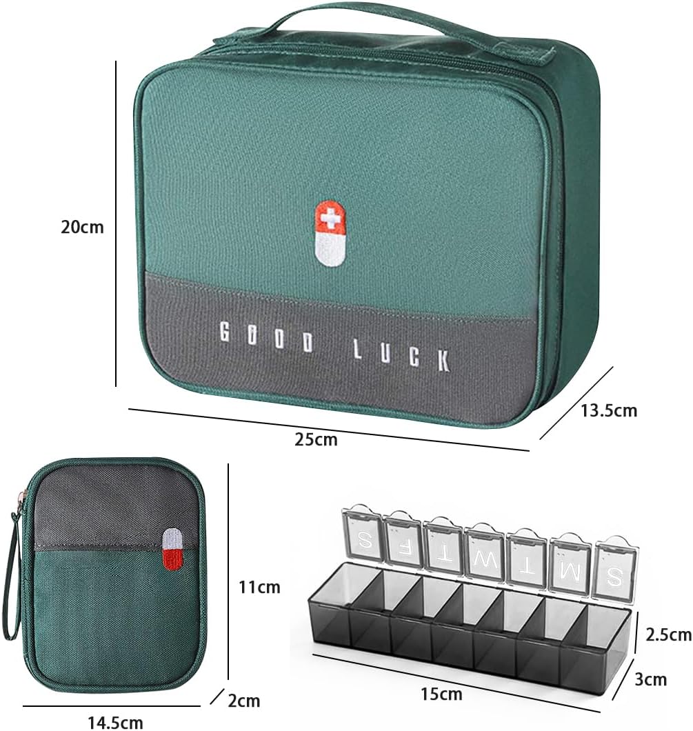 Detalle 2 de WOGOPRO 2er Medikamententasche Set – Große und Kleine Leer-Notfalltasche, wasserdicht (Grün)