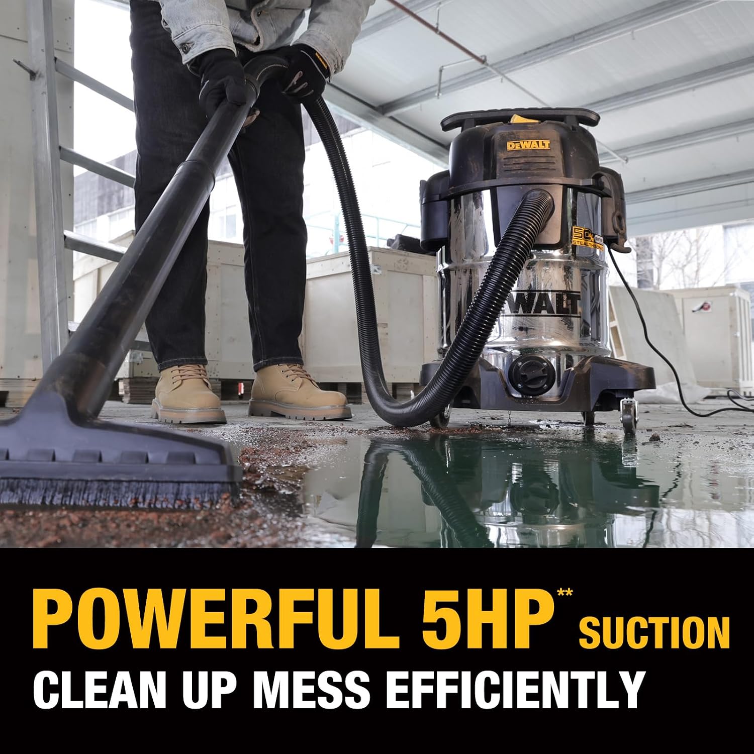 Detalle de DEWALT DXV10S-QT 10-Gallon Wet/Dry Shop Vacuum, 5 Peak HP, Quiet Tech