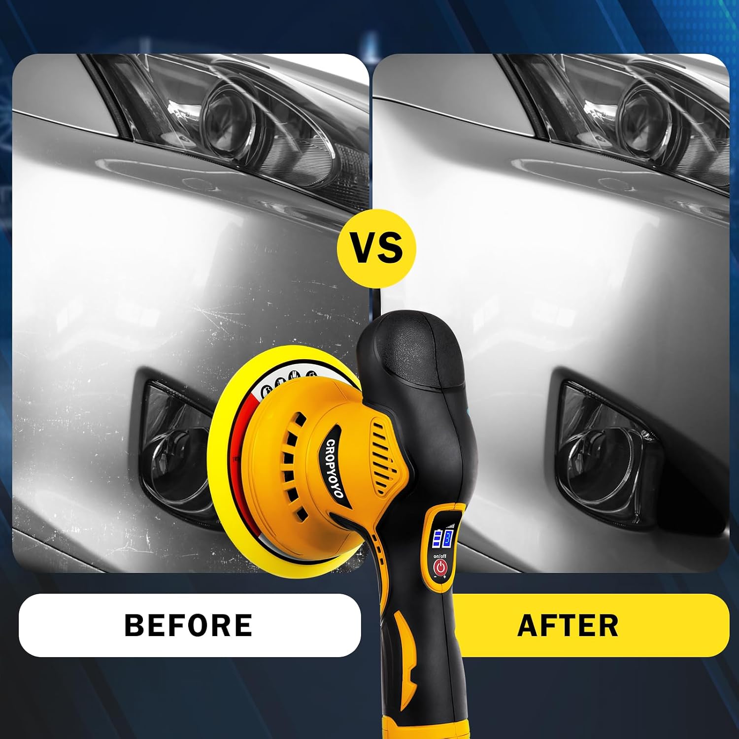 Detalle de cropyoyo DWPGJ-0199 Cordless Car Polisher, 6-Speed Random Orbit