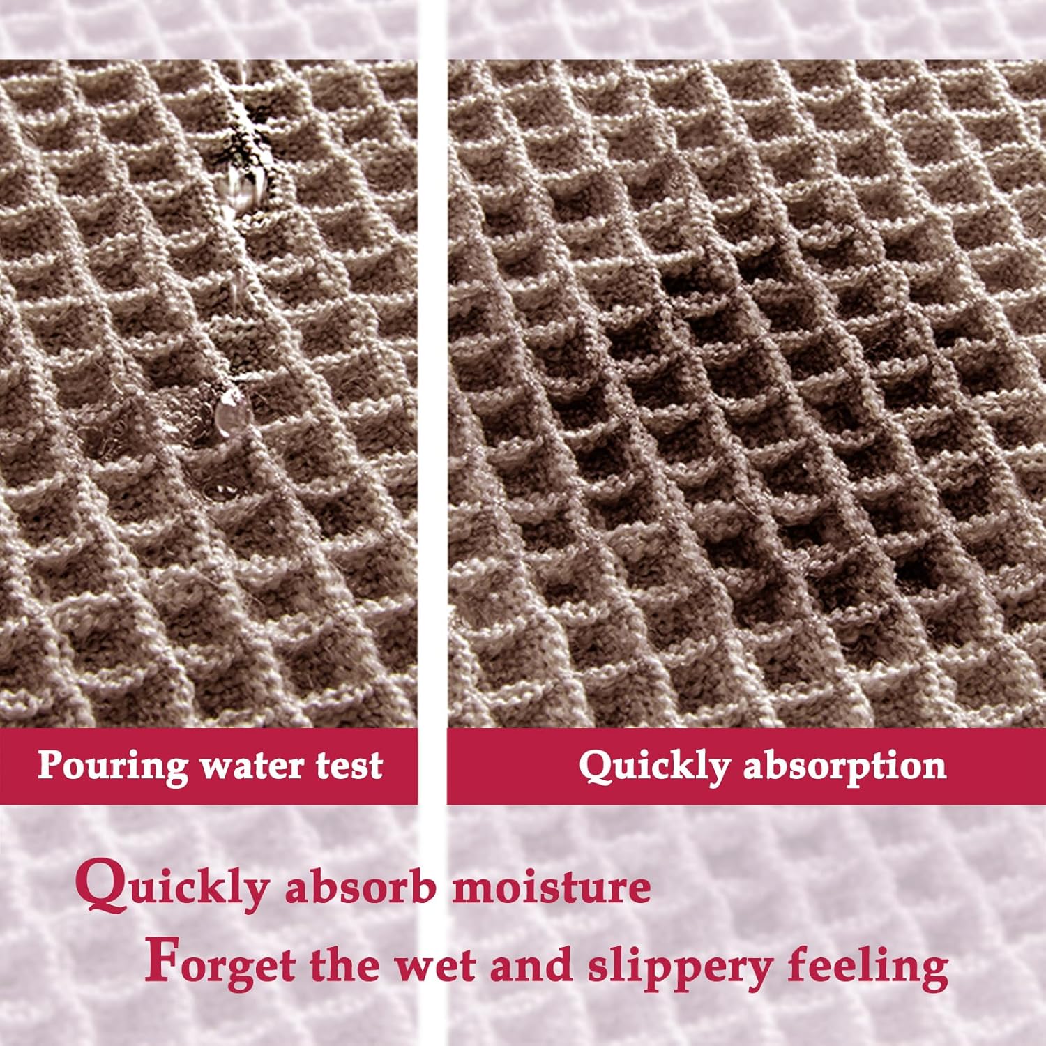 Thumbnail 3 de ZALL Tan Waffle Bath Mat — Super Absorbent, Non-Slip, 24x36 inches